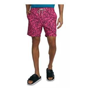 Psycho Bunny XL Pink Black Carson Broken Striped Logo Swim Trunks Board Short 6"